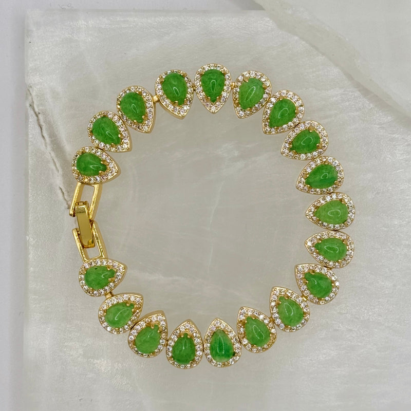 CRYSTAL TEARDROP GREEN JADE bracelet