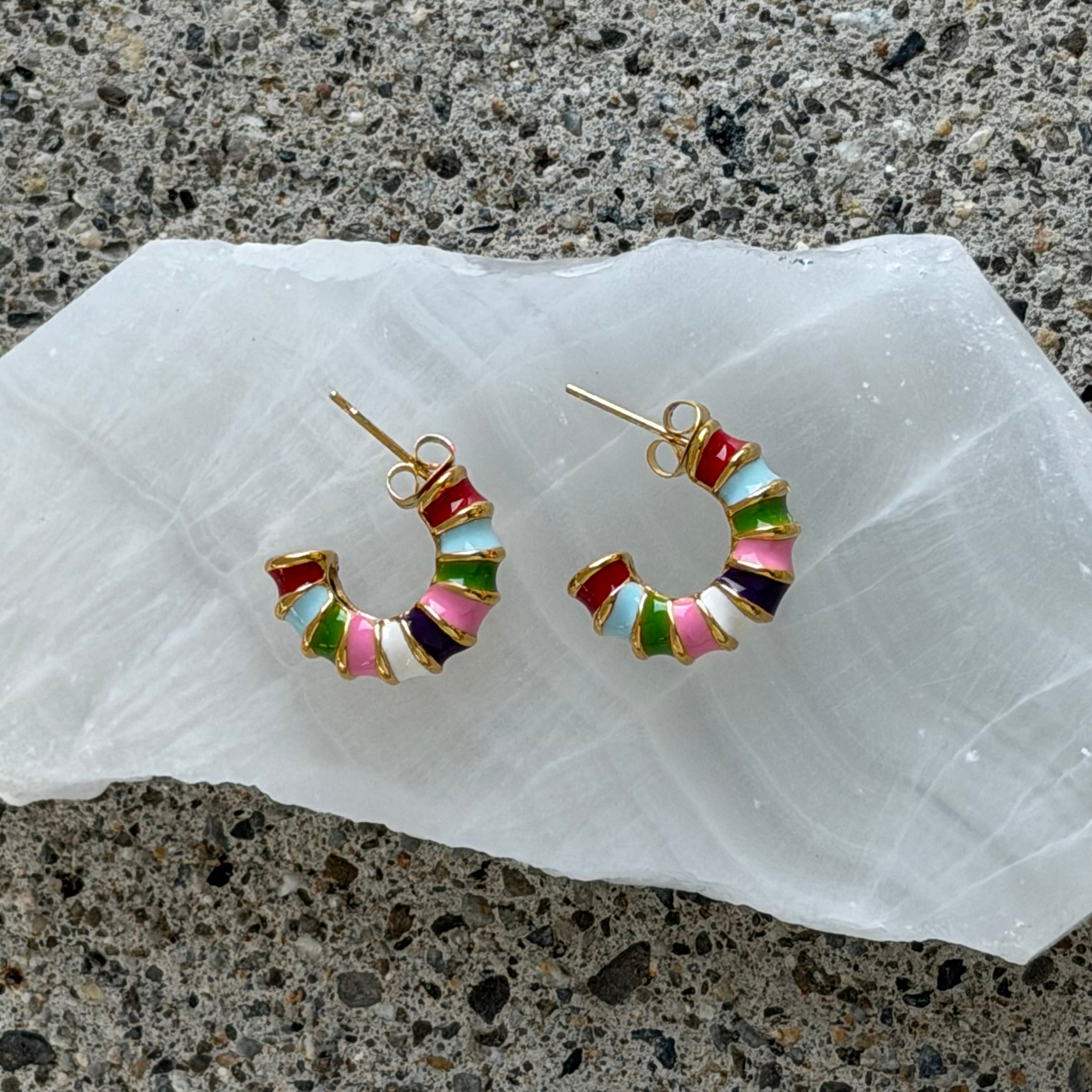 ENAMEL MULTICOLOR HOOP earrings