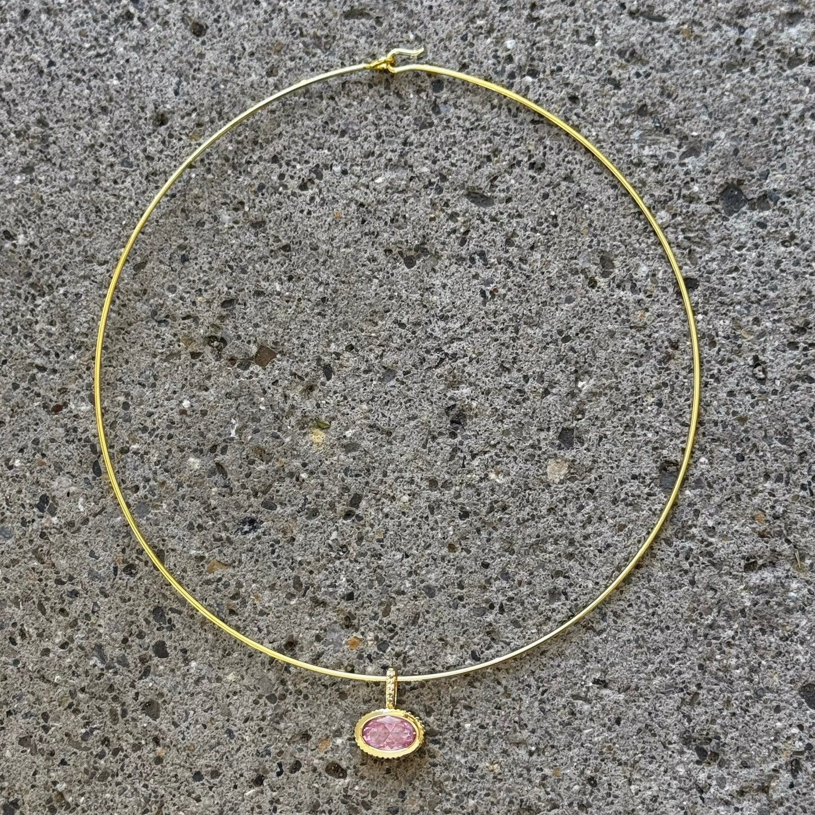 CRYSTAL PINK TOURMALINE WIRED CHOKER necklace