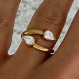 GOLD DOUBLE TEARDROP STEEL ring