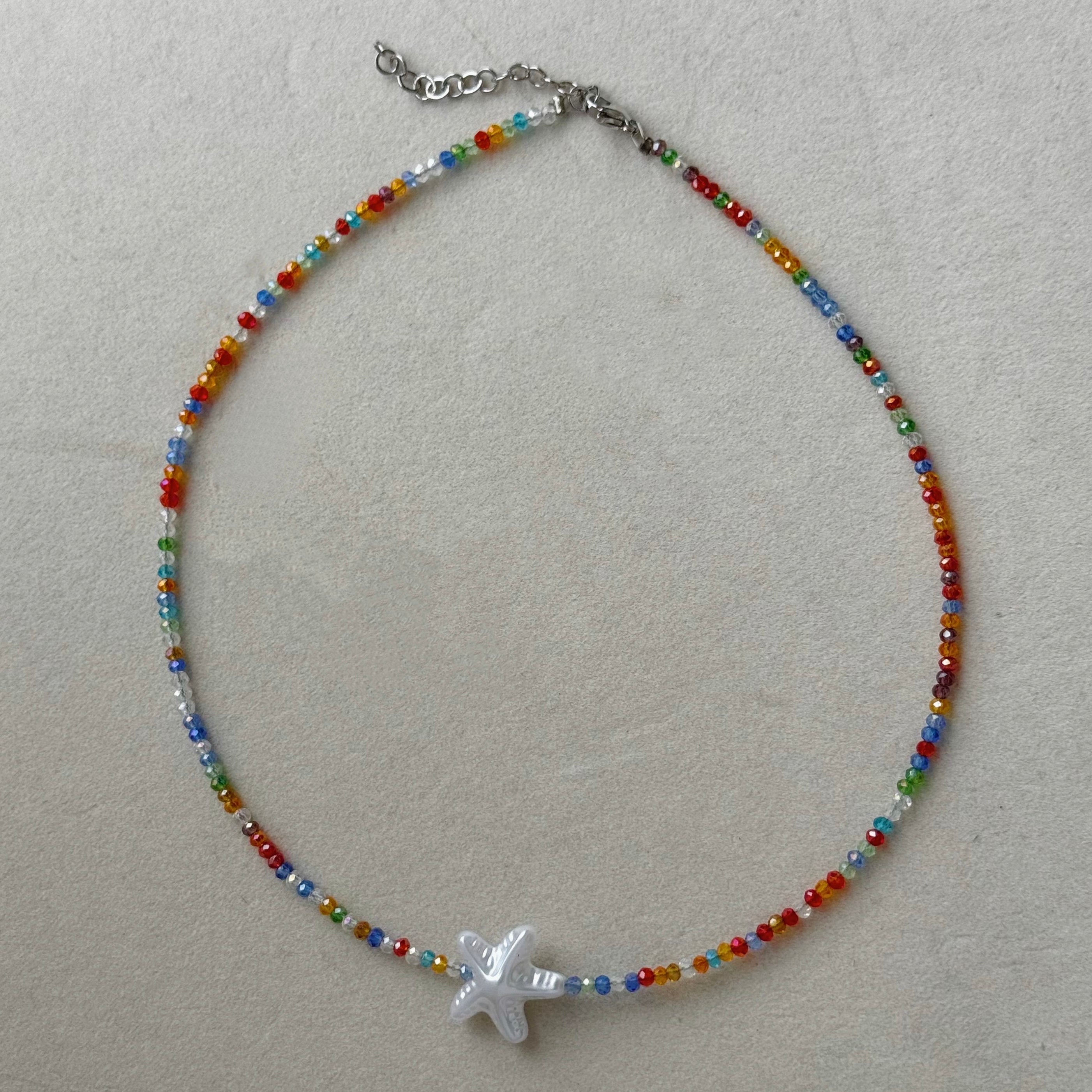 SINGLE STARFISH MULTICOLOR CRYSTAL necklace