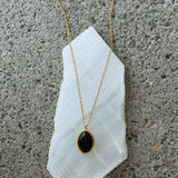 BLACK OVAL OBSIDIAN necklace