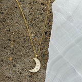 WHITE ENAMEL CRESCENT MOON necklace