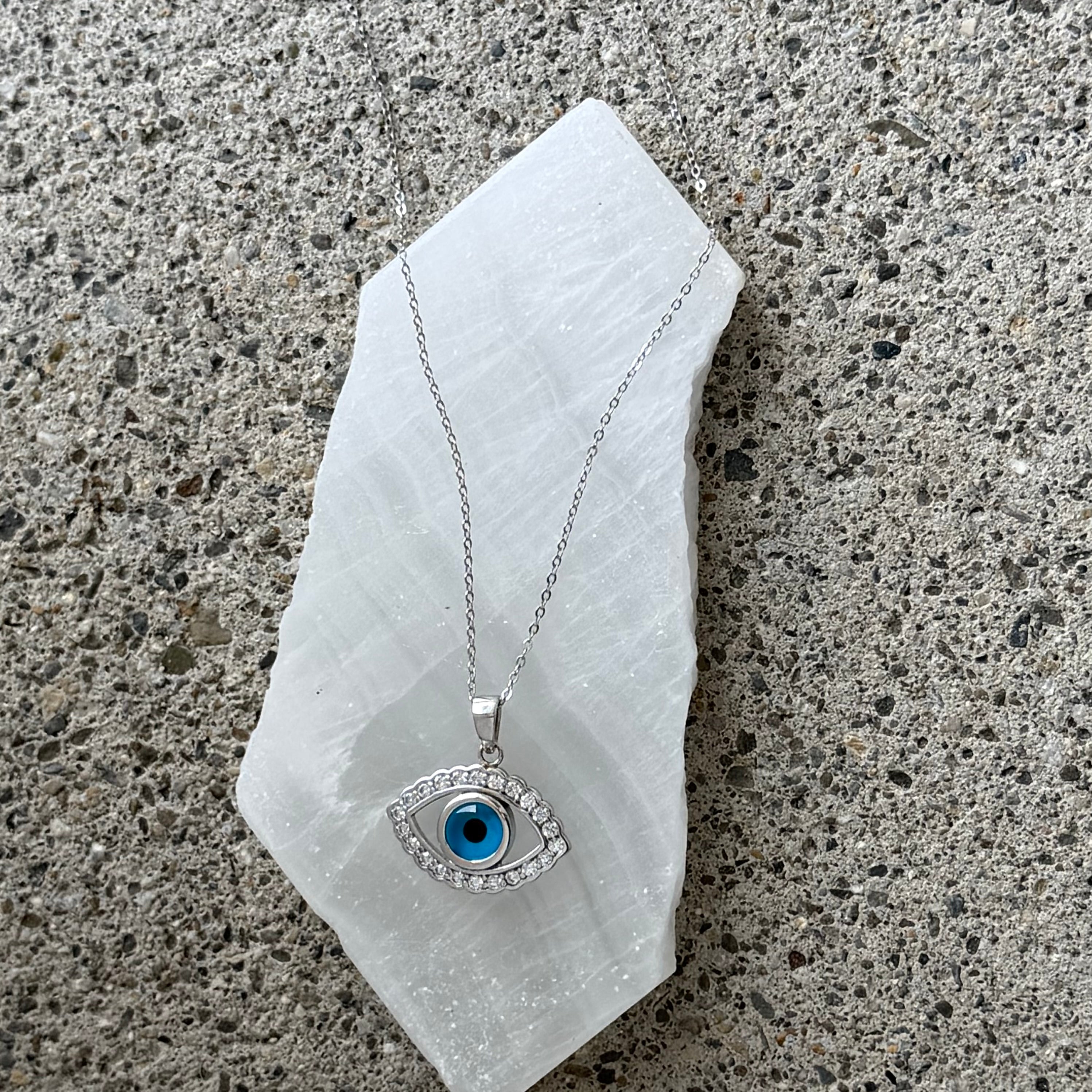 SILVER CRYSTAL EVIL EYE MINI necklace