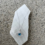 SILVER CRYSTAL EVIL EYE MINI necklace