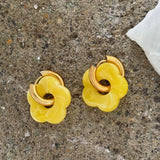 YELLOW FLOWER HOOP earrings