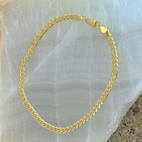4MM GOLD STERLING CUBAN bracelet