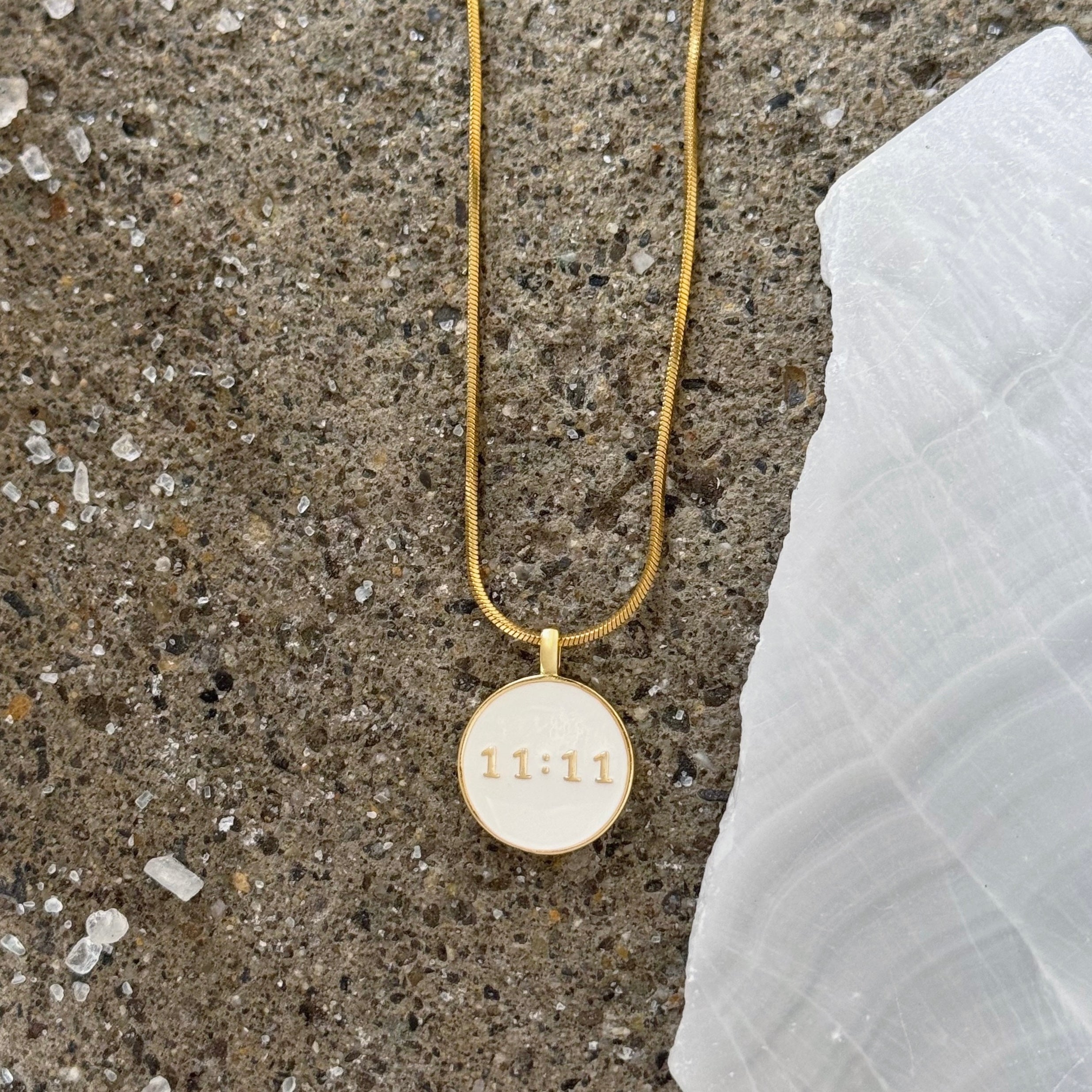 11:11 WISH WHITE ENAMEL necklace