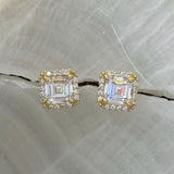 GOLD CRYSTAL ASSCHER CUT STUD earrings