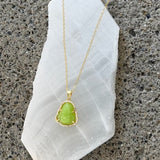 GOLD LIME GREEN BUDDHA SUPER MINI necklace