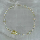 GOLD CRYSTAL OPAL BAGUETTE TENNIS bracelet
