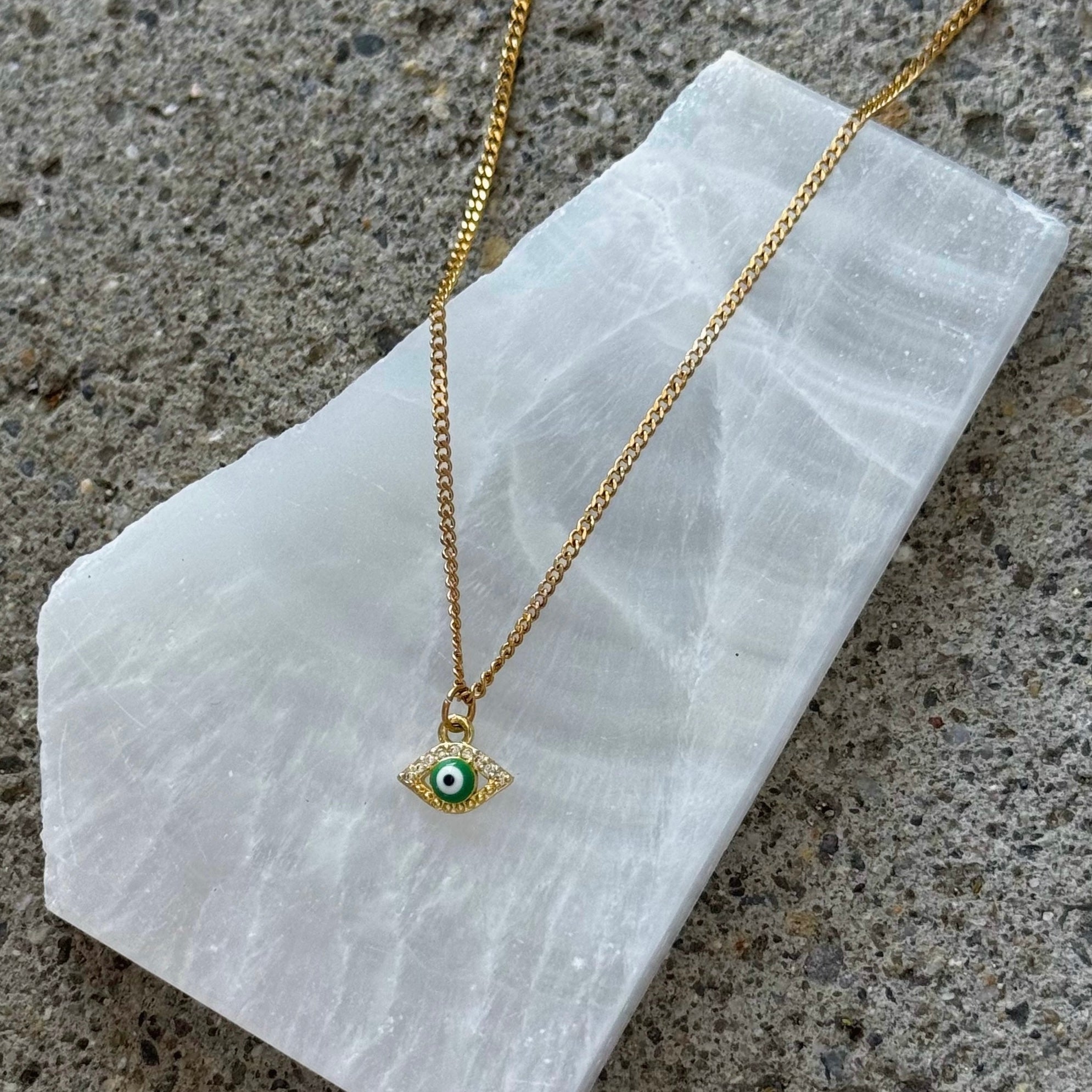 GREEN EVIL EYE SUPER MINI necklace