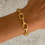GOLD OVAL LINK CUFF bangle