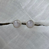 SILVER ROUND MOONSTONE STUD earrings