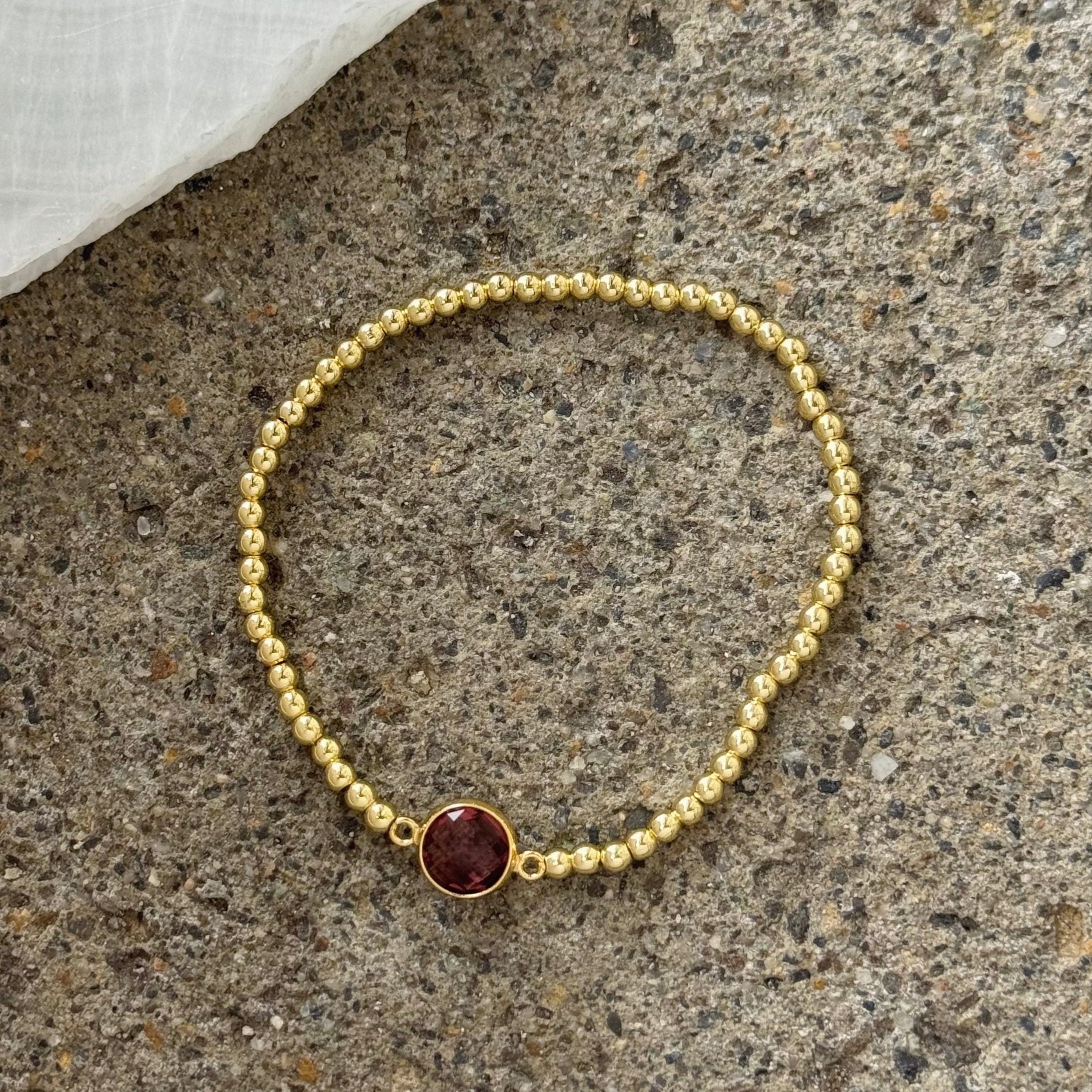 AMETHYST BEZEL BEADED bracelet