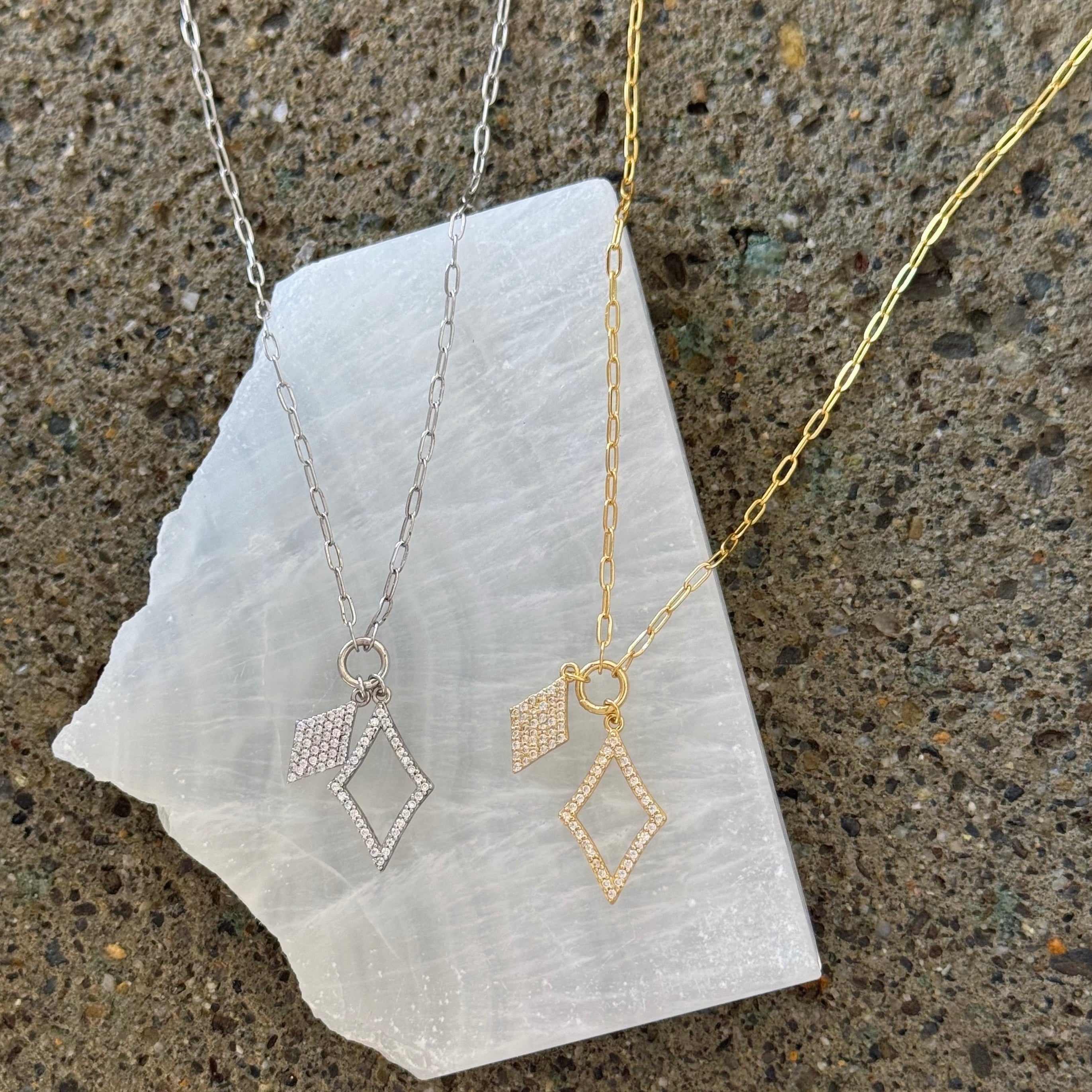 CRYSTAL DIAMOND HALO CHAIN LINK necklace