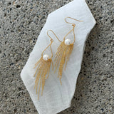 GOLD PEARL TASSLE DANGLE earrings