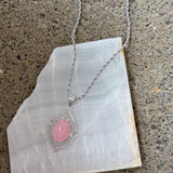 SILVER AMARA OVAL PINK JADE necklace