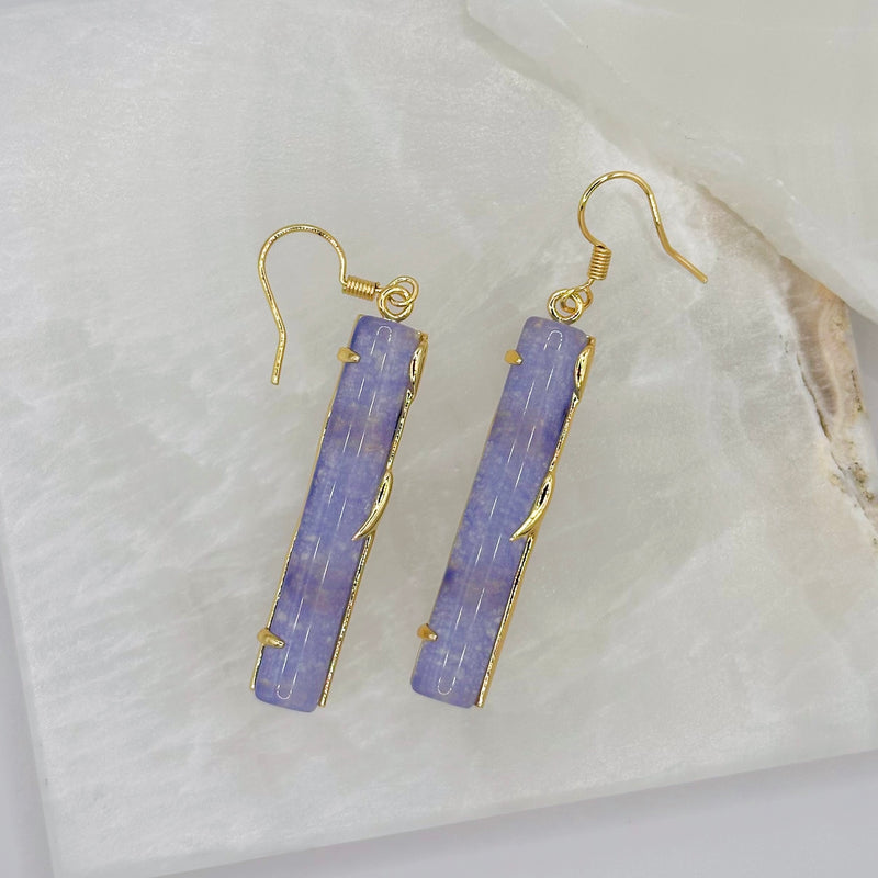 GOLD LAVENDER JADE DANGLE earrings