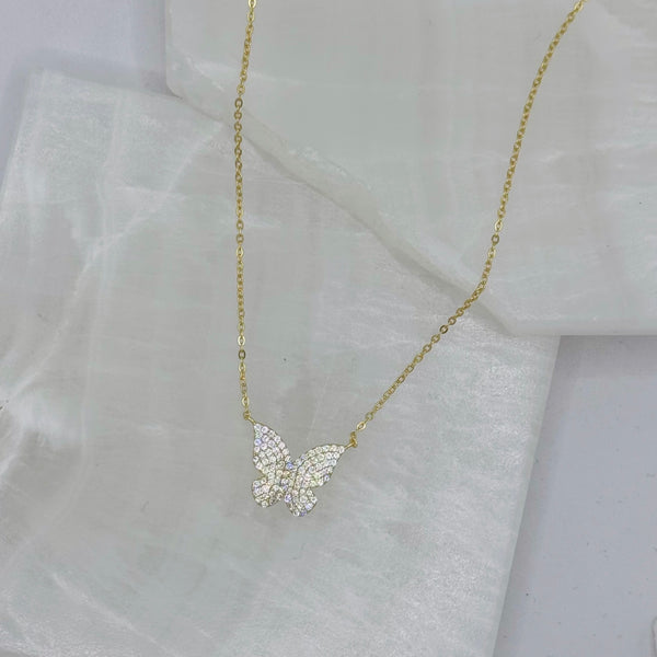 GOLD CRYSTAL HAPPINESS BUTTERFLY necklace