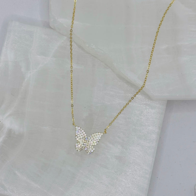 GOLD CRYSTAL HAPPINESS BUTTERFLY necklace
