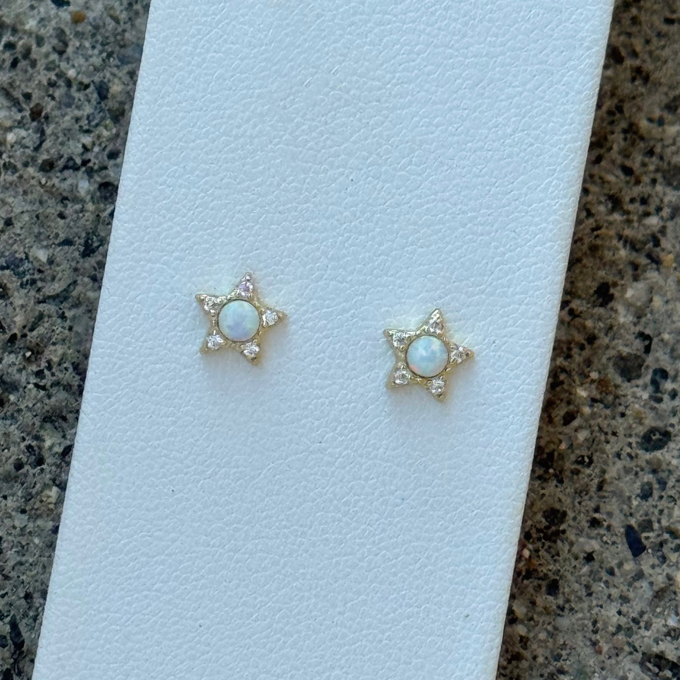 GOLD OPAL STAR STUD earrings