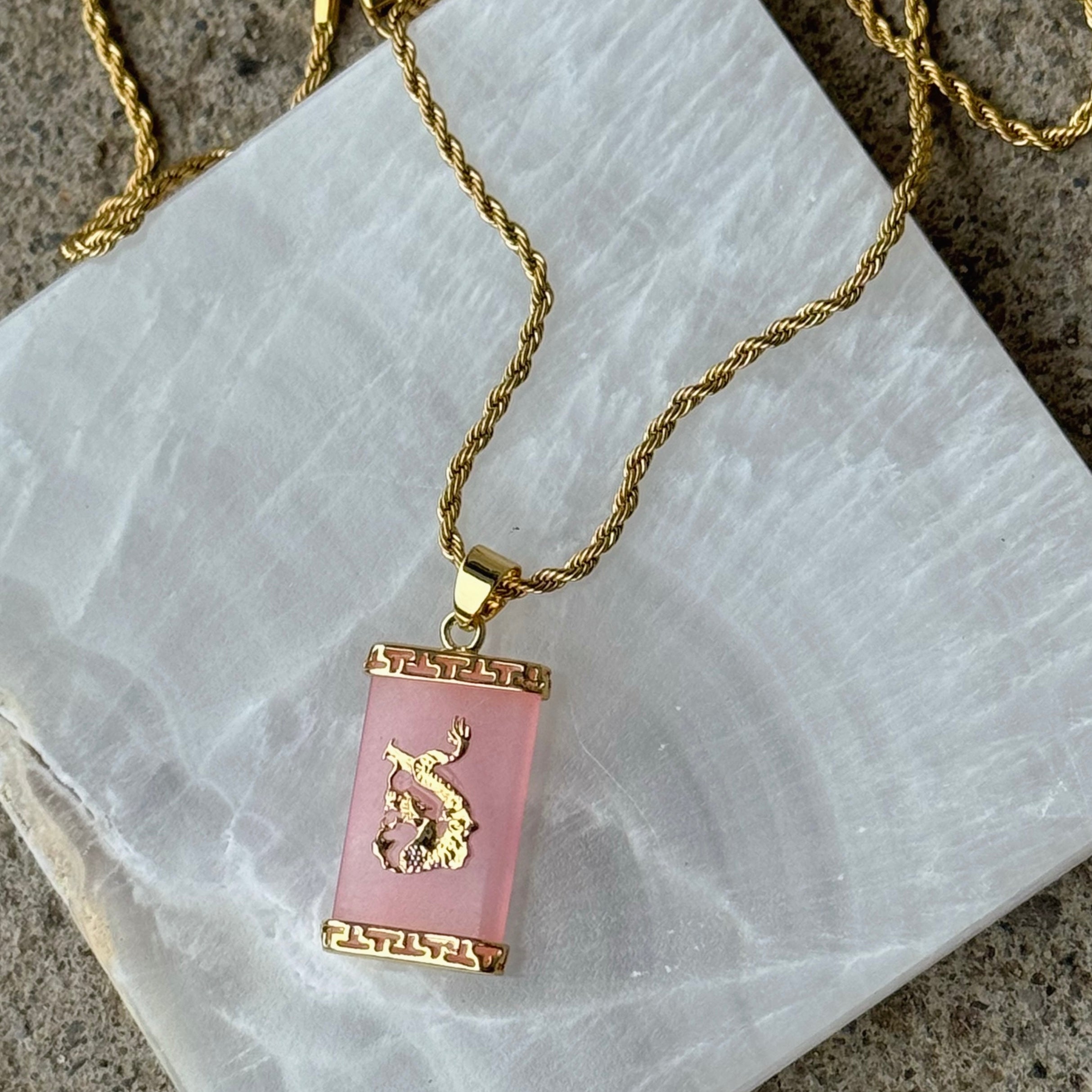 DRAGON PINK JADE necklace