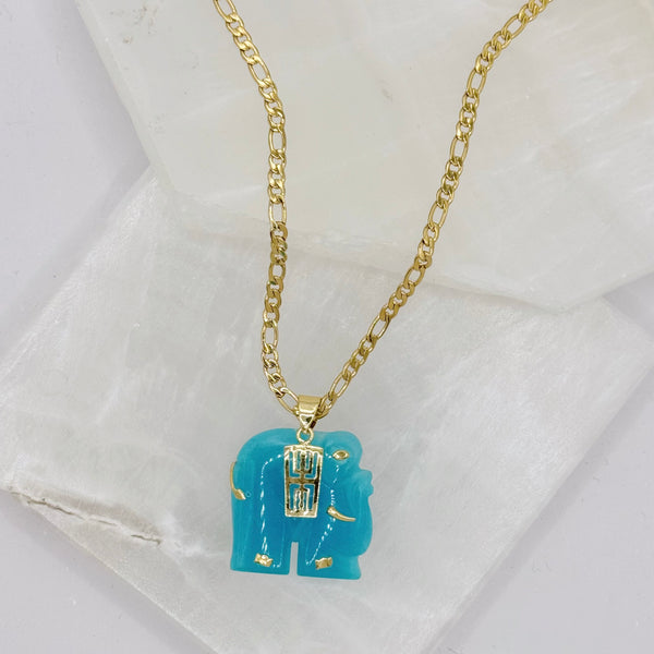 ELEPHANT LIGHT BLUE CHALCEDONY necklace