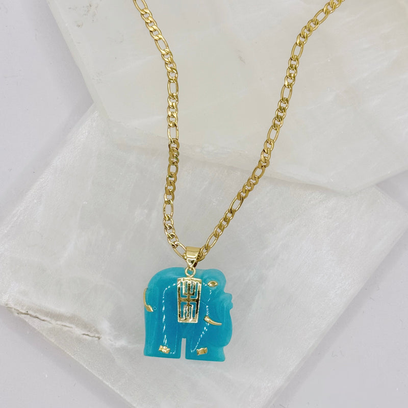 ELEPHANT LIGHT BLUE CHALCEDONY necklace