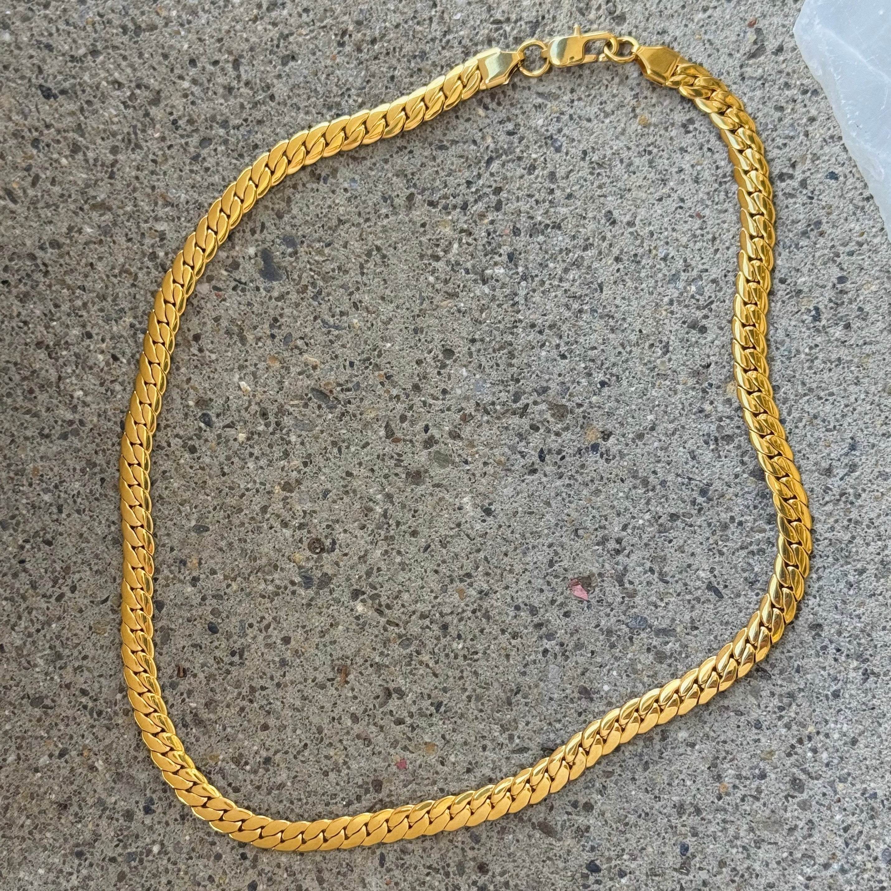 GOLD 6MM FLAT CUBAN necklace