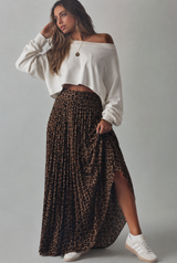 LARISSA LEOPARD PRINT PLEATED FLOWY skirt