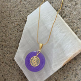 GOOD FORTUNE 30MM PURPLE JADE necklace