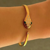 GOLD EMERALD SNAKE bangle