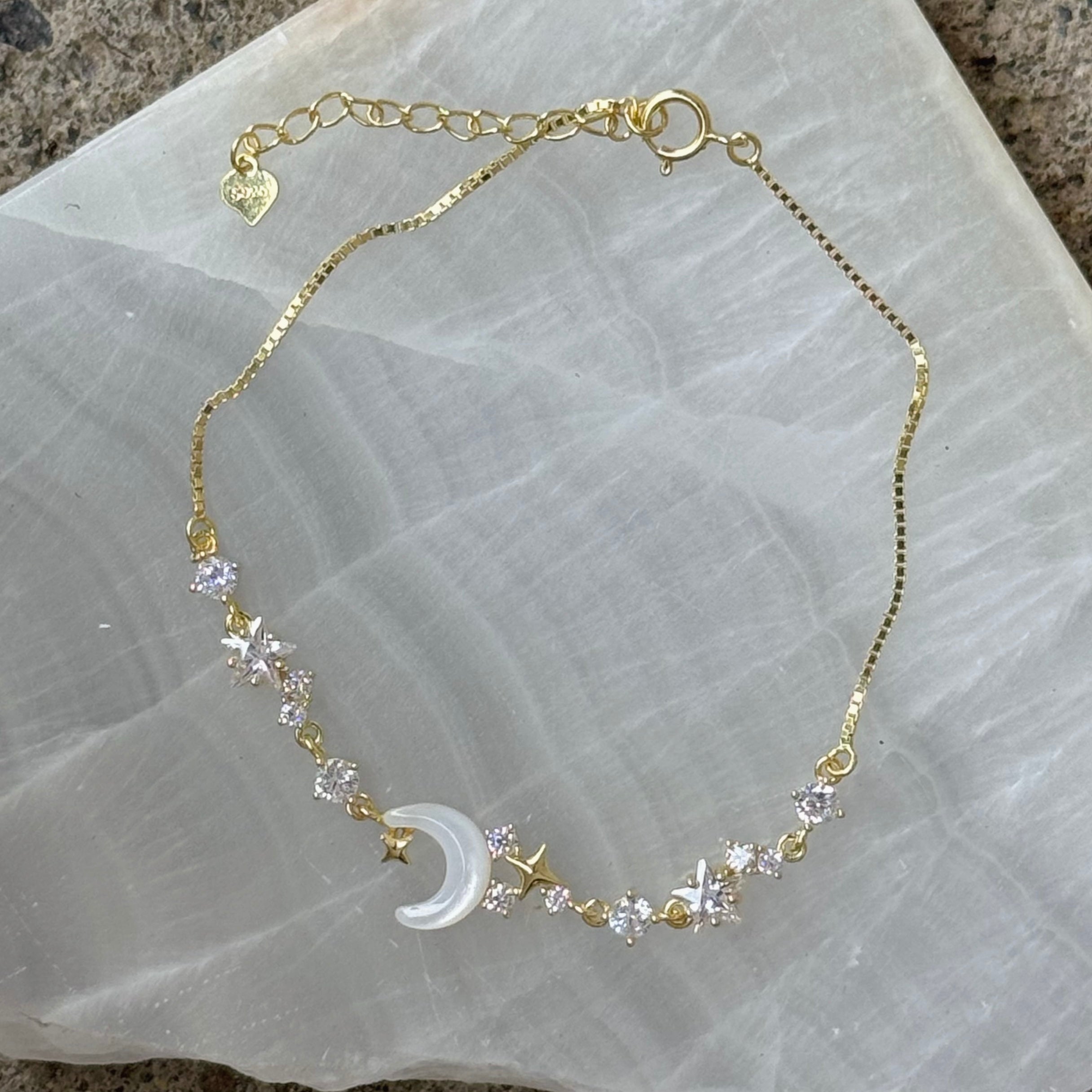 GOLD CRYSTAL MOON MOTHER OF PEARL bracelet