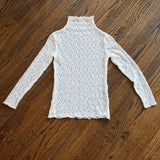 WHITE SHEER LACE TURTLENECK shirt