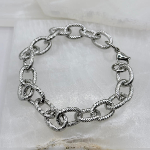 SILVER TWISTED CABLE LINK braclet