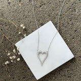 LARGE SILVER PAVE CRYSTAL HEART necklace