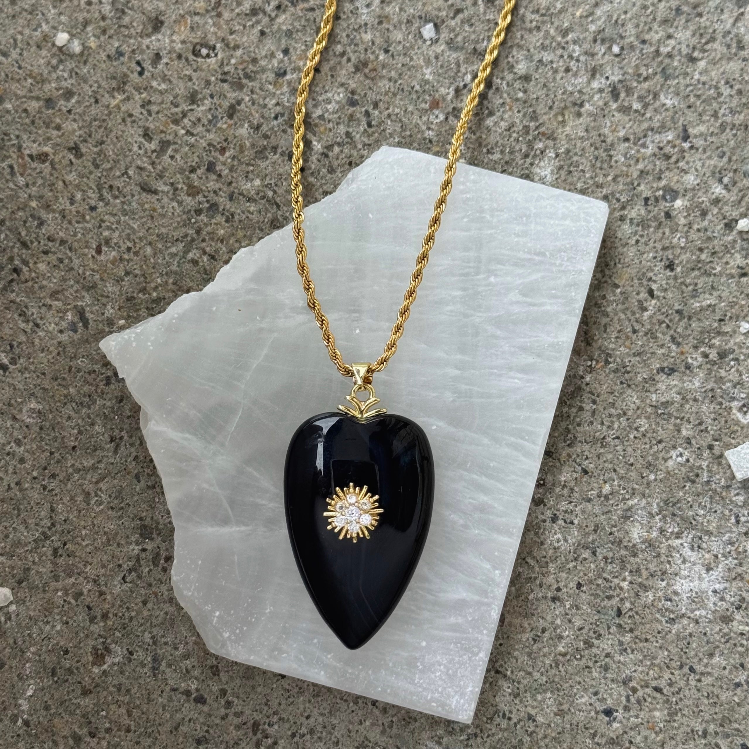BLACK OBSIDIAN HEART necklace