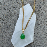 GOLD TEARDROP GREEN JADE MINI necklace