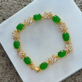 CRYSTAL FLOWER GREEN JADE bracelet