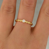 GOLD CRYSTAL SOLITAIRE CHAIN LINK ring