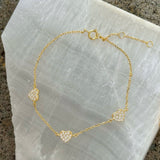 GOLD HEART CRYSTAL PAVE DAINTY bracelet
