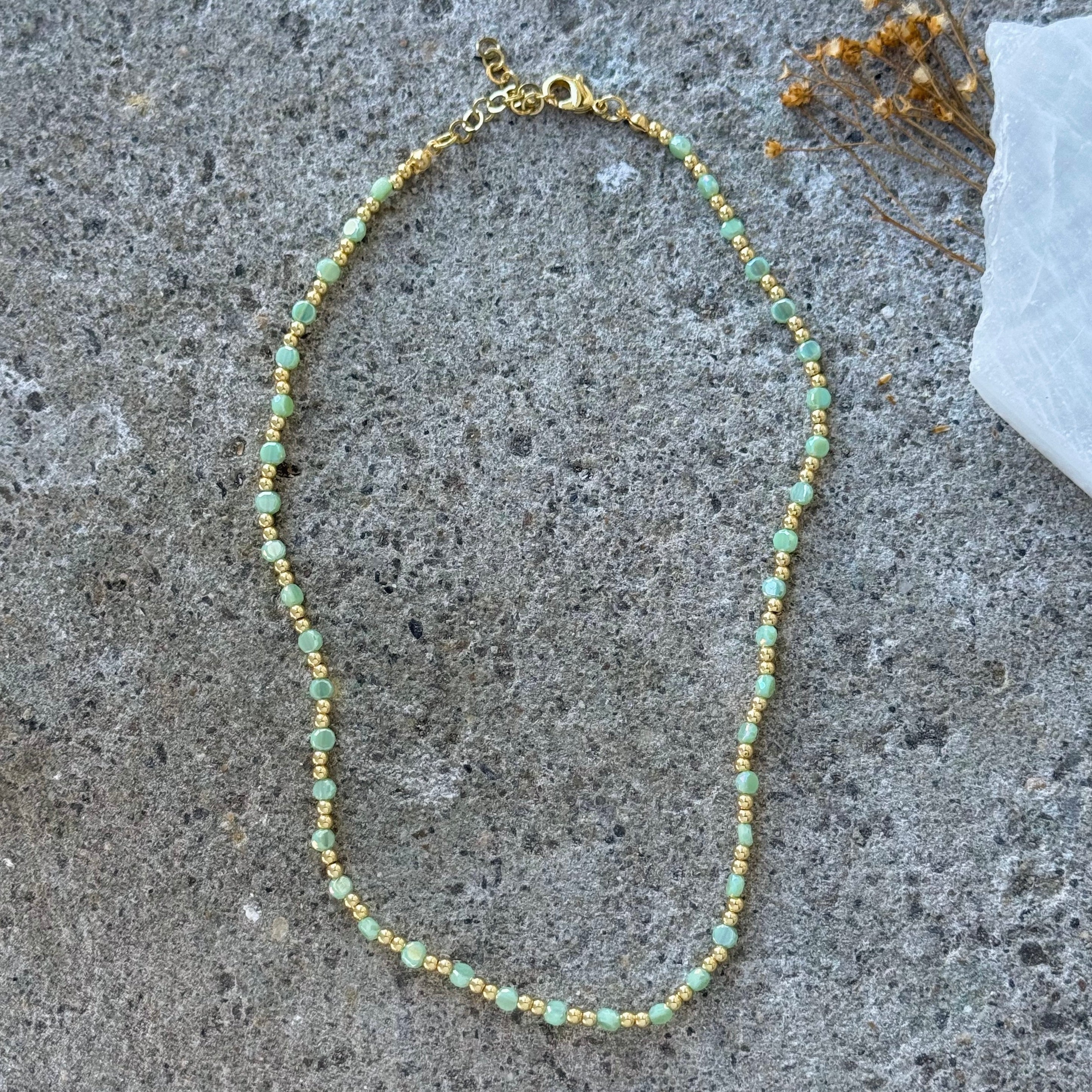 DIAMOND CUT AVENTURINE BEADED necklace
