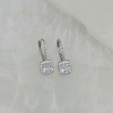 SILVER CLARA CUSHION CUT HALO earrings