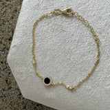 BLACK ENAMEL ROUND CRYSTAL DAINTY bracelet