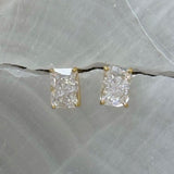 GOLD CRUSHED ICE RADIANT CUT STUD earrings