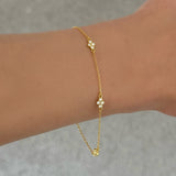GOLD TRI CRYSTAL BEZEL DAINTY bracelet