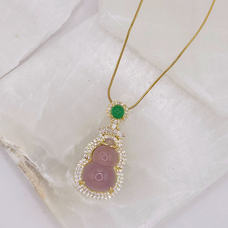 ALEEN PINK AND GREEN JADE necklace