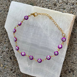 GOLD PURPLE EVIL EYE STEEL bracelet