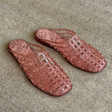 PINK WOVEN JELLY FLAT mule